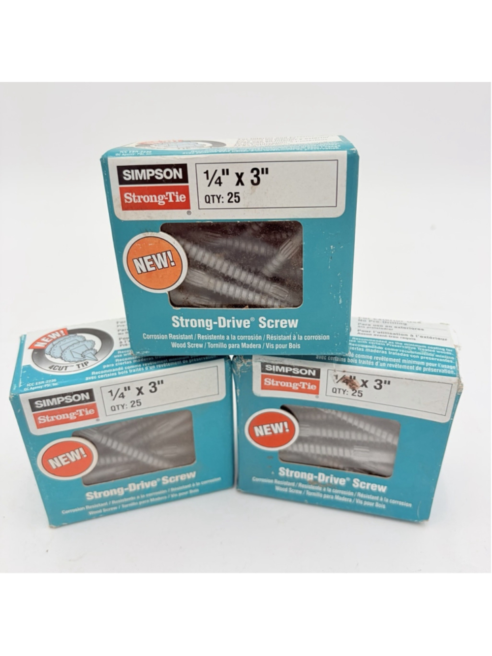 Simpson Strong-Tie SDS25300-R25 Strong-Drive Screws 1/4 x 3 Lot of 3